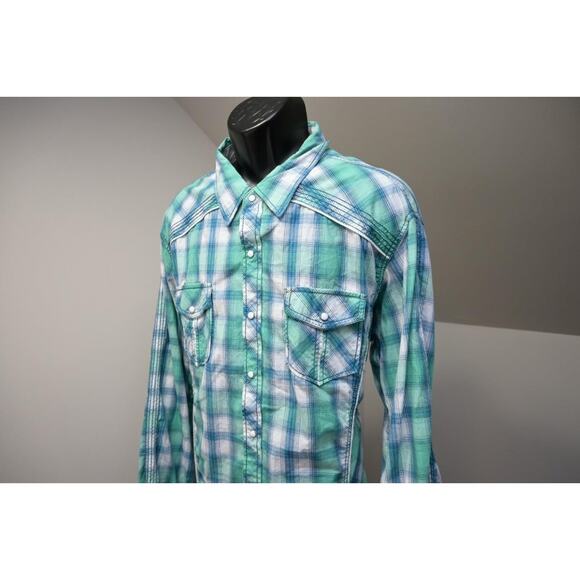 Cowboy Up Tailored Fit Western Pearl Snaps Plaid Cowboy Shirt Mens Sz 2XL XXL - Picture 3 of 12